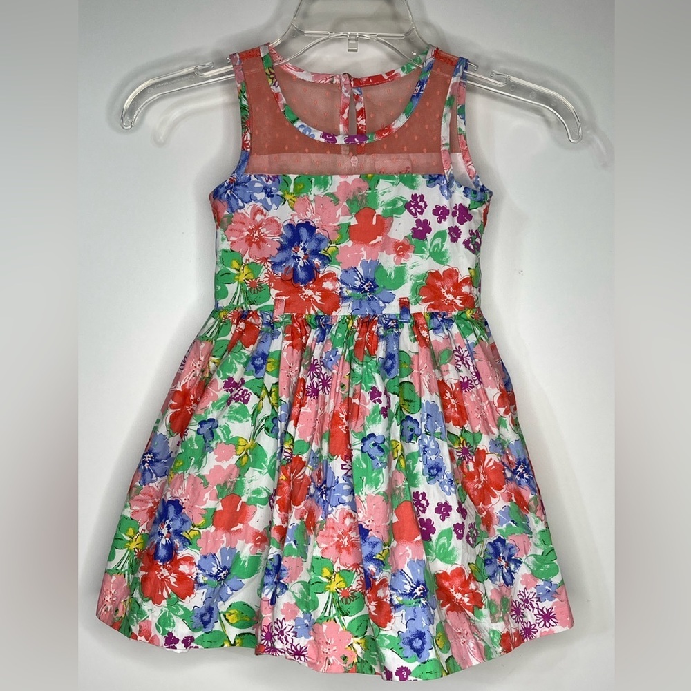 Nannette Sleeveless Fit to Flare Twirl Dress Tropical Hibiscus Floral Girls‎ 4
